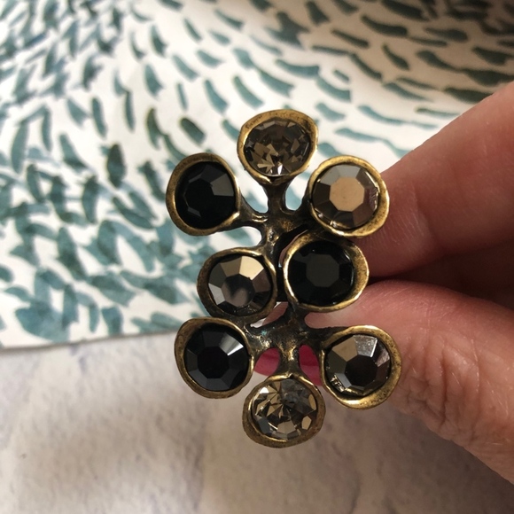 Avant Gard Black Gold Statement Adjustable Ring - Picture 3 of 6